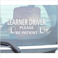 Learner Driver Please Be Patient-Learn Drive-Car Window Sticker-200mm x 87mm ,Self Adhesive Vinyl Sign for Truck,Van,Vehicle 
